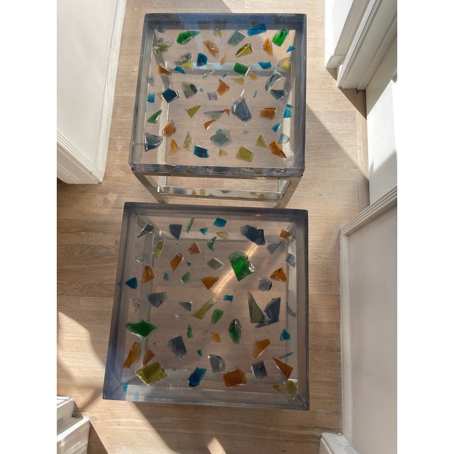 1970s French Resin and Chrome Side Tables, Pair For Sale In Los Angeles - Image 6 of 9