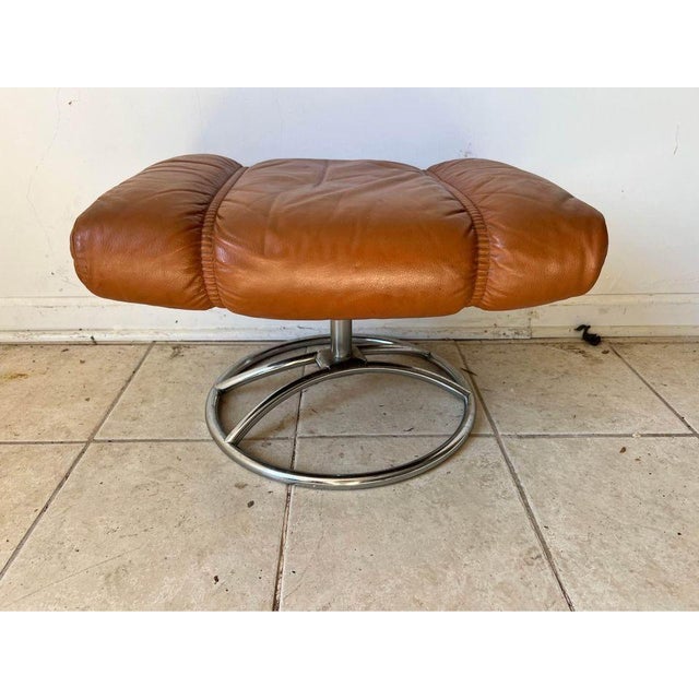 Mid-Century Modern Mid 20th Century Mid Century Ekornes Leather Ottoman For Sale - Image 3 of 11