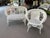 Late 20th Century Late 20th Century Blue and White Pinstripe Wicker Settee and Matching Chair Set For Sale - Image 5 of 12