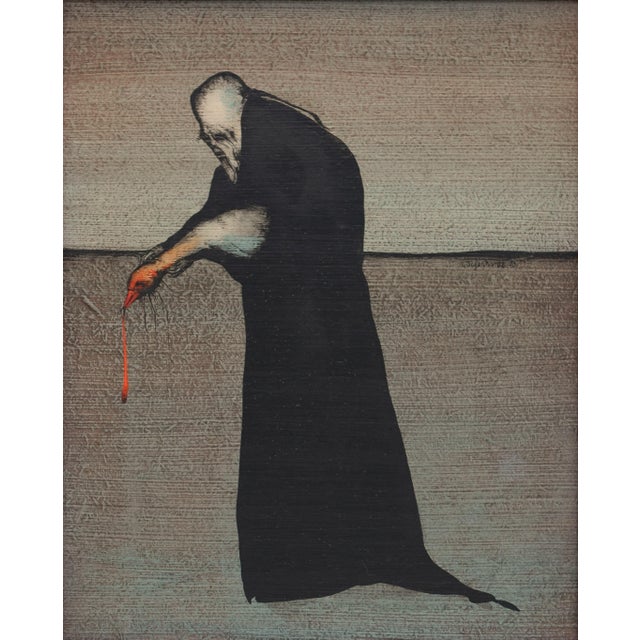 Black Gertrude Degenhardt, Two Fantastic Scenes, 1970, Oil on Hardboard, Set of 2 For Sale - Image 8 of 11