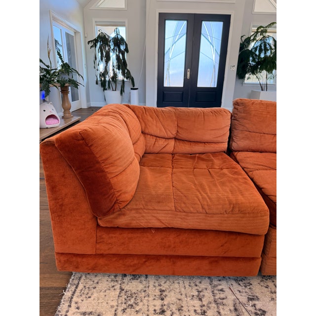 Vintage 1970s Burnt Orange Modular Sectional Sofa in the Style of Milo Baughman For Sale - Image 6 of 15
