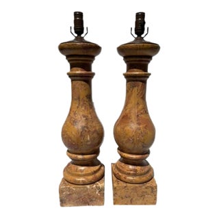 Large Marble Baluster Form Table Lamps a Pair For Sale