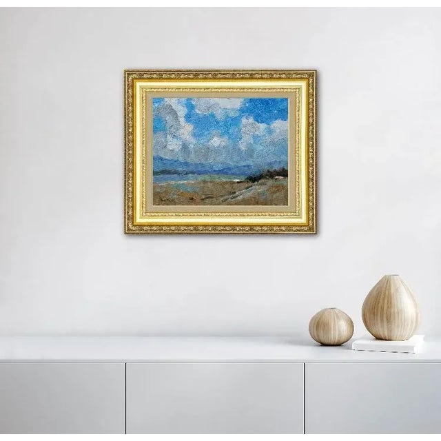 Textile Desert Rain Abstract American Southwest Desert Landscape – Oil Painting For Sale - Image 7 of 7