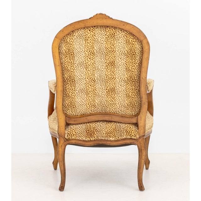Louis XV Style Leopard Print Upholstered Fauteuil For Sale - Image 9 of 9