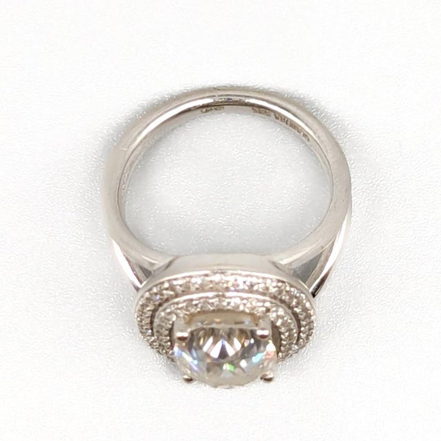 14 Karat Gold Carmosé Ring with Moissanite and Diamonds For Sale - Image 3 of 4