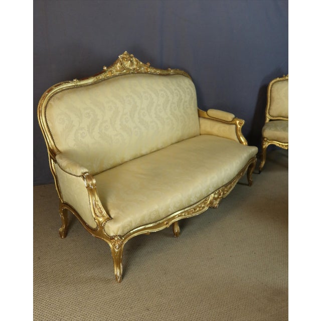 Napoleon iii giltwood living room set louis xv style giltwood living room set from the napoleon iii period, comprising a...