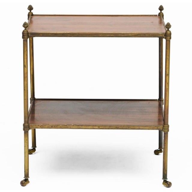 1930s Brass and Rosewood Two Tier French Side Table in the Manner of Billy Baldwin and Jansen For Sale - Image 4 of 8