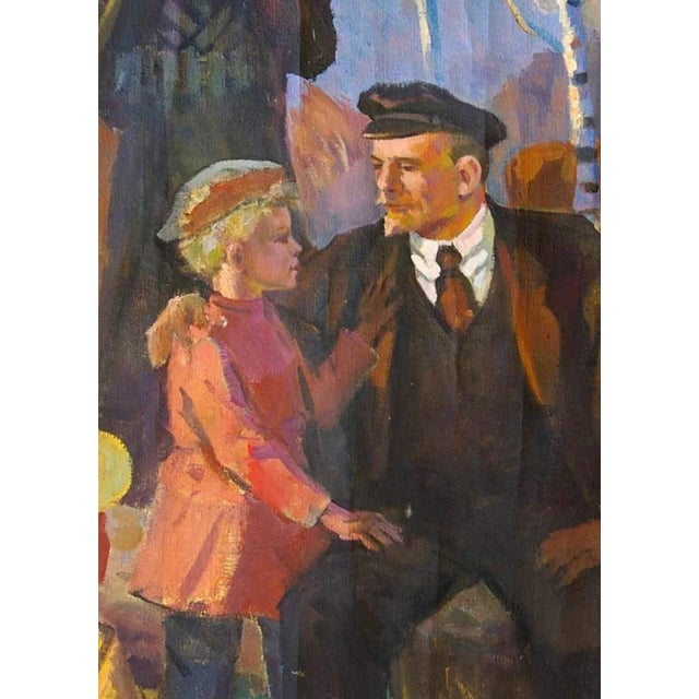 Vladimir Lenin Portrait Painting, Original Soviet Socialist Realism Art 140-103 For Sale - Image 4 of 6