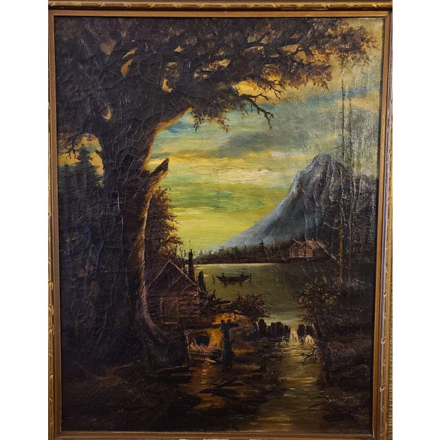 Offering One Of Our Recent Palm Beach Estate Fine Art Acquisitions Of A 1921 Antique Landscape Oil Painting on Canvas...