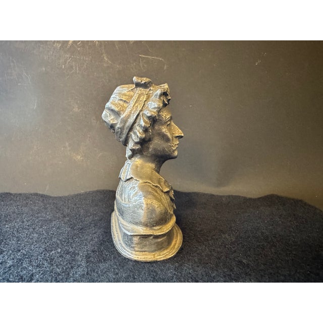 Metal Amy Kann & c.a. Stigliano Abigail Adams Pewter Bust 1980 Vintage Americana Art For Sale - Image 7 of 12