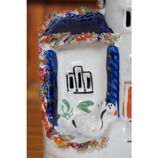 Ceramic Antique 19th Century Staffordshire Porcelain Swan Manor House Figurine For Sale - Image 7 of 12