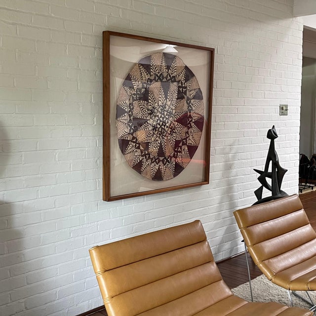 Brown Framed Samoan Tapa Cloth For Sale - Image 8 of 9