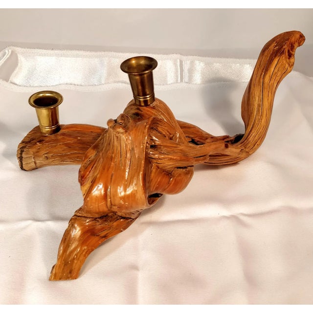 Vintage Driftwood Burlwood Candle Holder For Sale - Image 4 of 10
