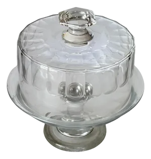 French Crystal Cheese Dome with Cut Glass Decor, 1970s