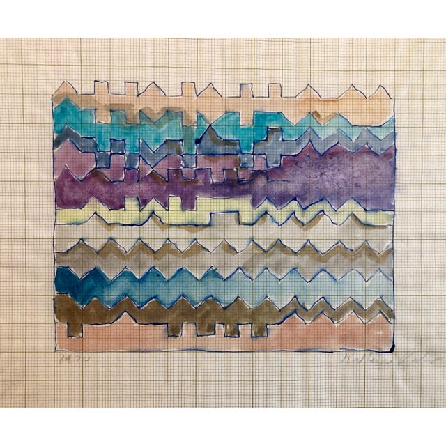 Katherine Porter, Abstract Expressionist Watercolor Painting Abstract Pattern Decoration Design, 1970 For Sale