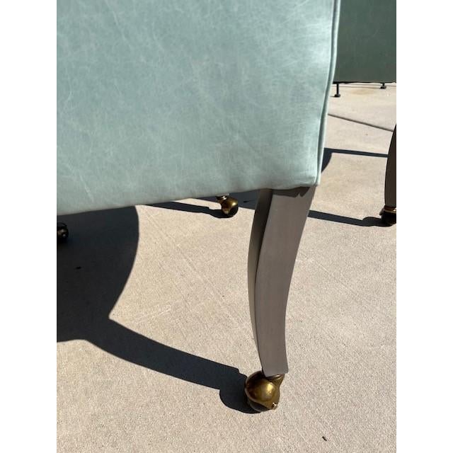 2020s Custom Ice Blue Leather Game Chairs - a Pair For Sale - Image 5 of 5