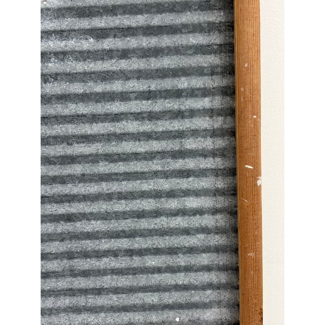 Vintage MorValu Columbus Washboard Co. Galvanized Metal & Wood Washboard For Sale - Image 16 of 18