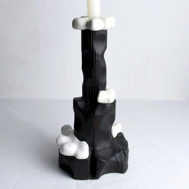 Reclaimed Wood and Marble Candle Holder - Cumulus Candle Holder | Melting Series by Gabor Gobi For Sale - Image 9 of 9