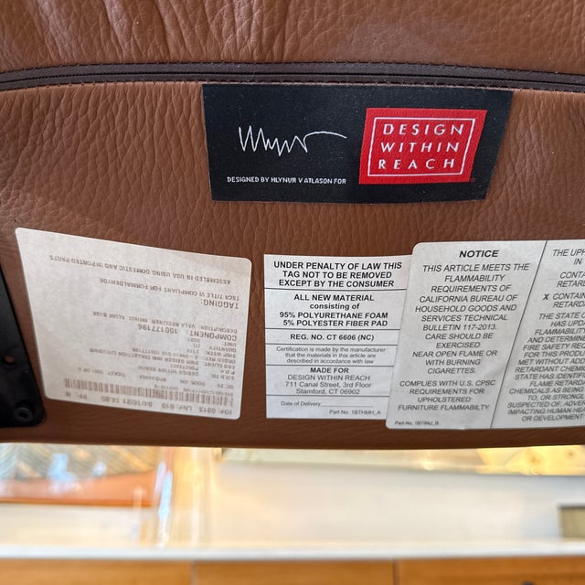 Hlynur Atlason for Design Within Reach Vala Sienna Leather Swivel Recliners, Pair For Sale - Image 11 of 12