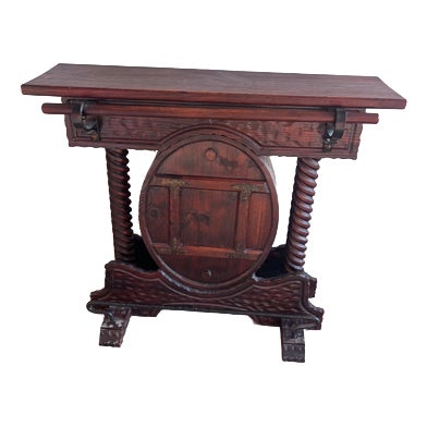 Rustic Brutalist Bar Cabinet For Sale