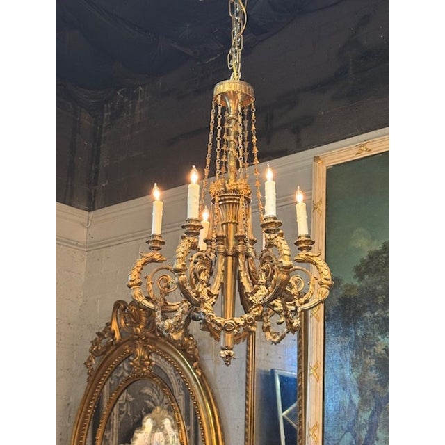 Fine 19th C. French Louis XVI Gilt Bronze Chandelier For Sale In Dallas - Image 6 of 8