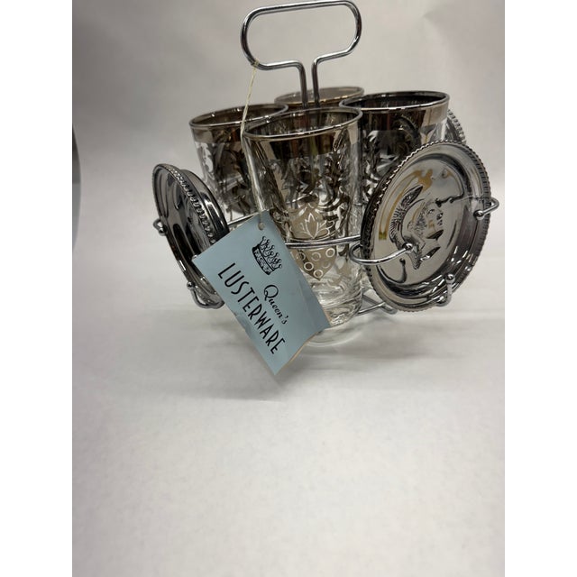 1960s 1960s Mid-Century Modern Silver Overlay Trojan Warrior Barware Caddy Set With Shot Glasses - 9 pcs For Sale - Image 5 of 11