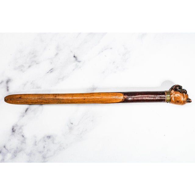 Amazing Hand Carved Wood British Bull Dog Antique Desk Letter Opener Office Decor For Sale - Image 10 of 12