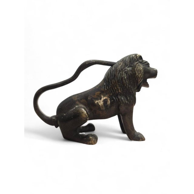 Metal Bronze Seated Lion Sculpture, 19th Century For Sale - Image 7 of 10