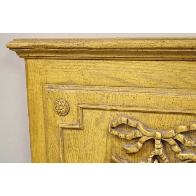 Wood Vintage French Country Provincial Style Oak Wood Trumeau Wall Mirror by Baker For Sale - Image 7 of 10