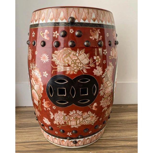 Mid 20th Century Chinese Crimson & Black Porcelain Garden Seat For Sale In Miami - Image 6 of 13