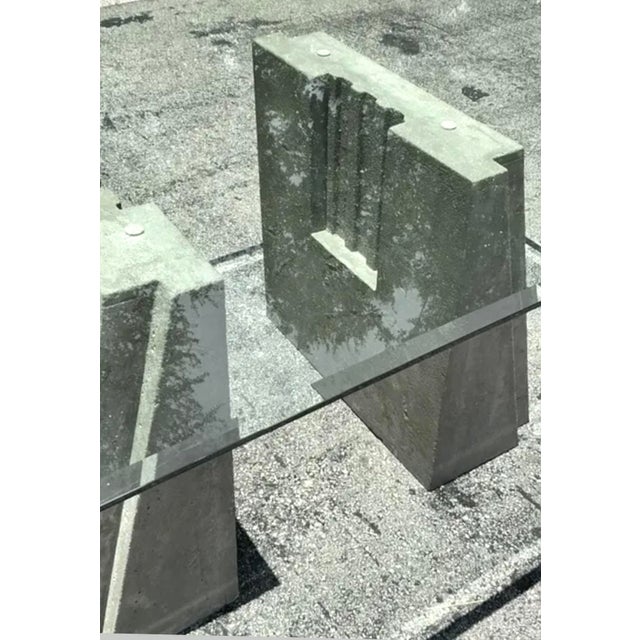 Postmodern Vintage Boho Cast Concrete Dining Table For Sale - Image 3 of 7