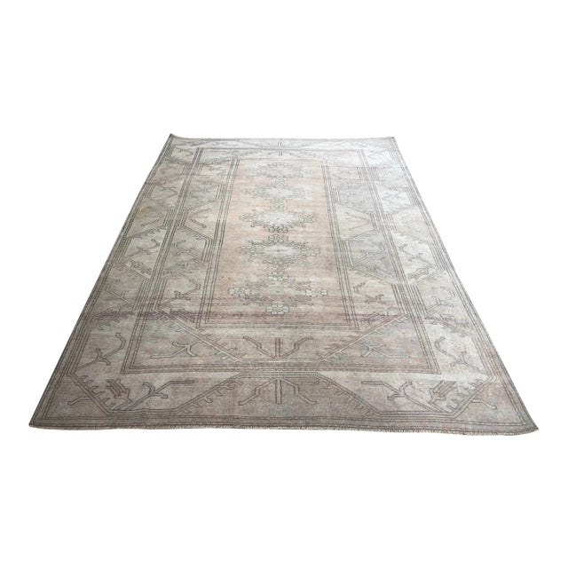 Oversize Handmade Vintage Floral Oushak Rug For Sale