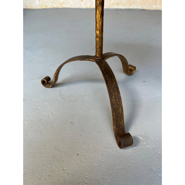 Spanish Vintage Inspired Spanish Gilt Iron Drinks Table With Rolled Rim and Hammered Tripod Base For Sale - Image 3 of 14