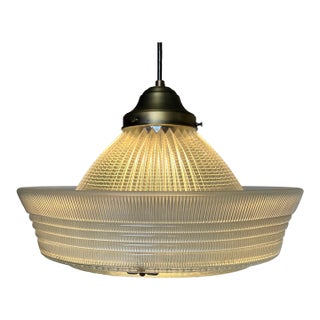 Vintage American Glass and Brass Pendant Light, Circa 1960s For Sale