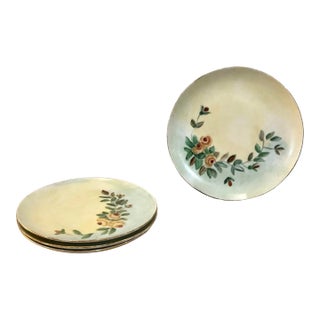 Early 20th Century Hand Painted Floral Limoges Porcelain Plates, Set of 4 For Sale