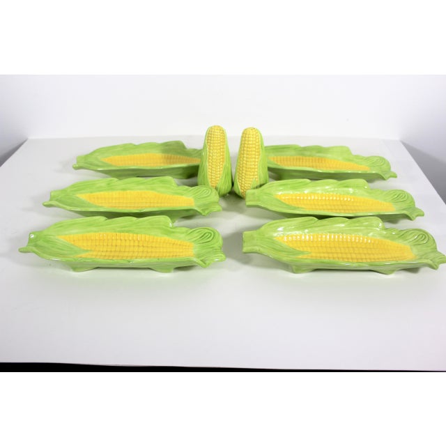 Yellow 1970’s Vintage Ceramic Corn on the Cob Dishes With Salt and Pepper Shakers - 8 Pieces For Sale - Image 8 of 12