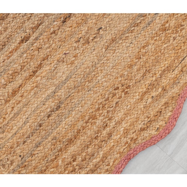 6x9Ft. Pink Wave Scallop Edge Jute Rug For Sale - Image 6 of 12