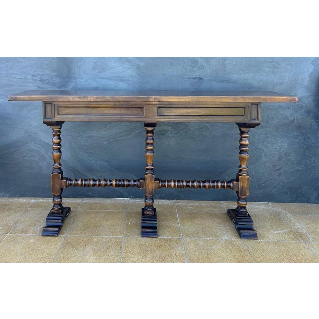 Wood Spanish Carved Wood Console Table by Valenti, 1920s For Sale - Image 7 of 15
