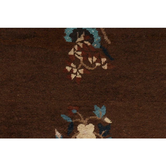 Rug & Kilim Vintage Chinese Art Deco Rug in Brown With Medallion and Florals - Rug & Kilim For Sale - Image 4 of 7