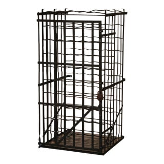 19th Century French Iron Wine Cage From Burgundy With Lock and Key For Sale