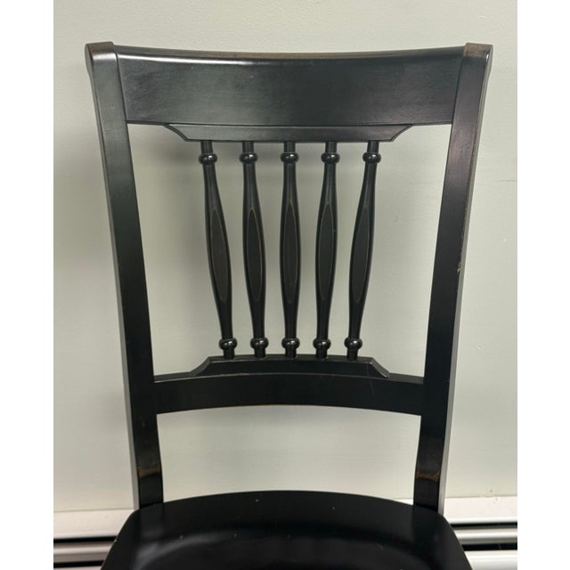 Farmhouse Style Black Painted Dining Chairs - Set of 6 For Sale In New York - Image 6 of 11