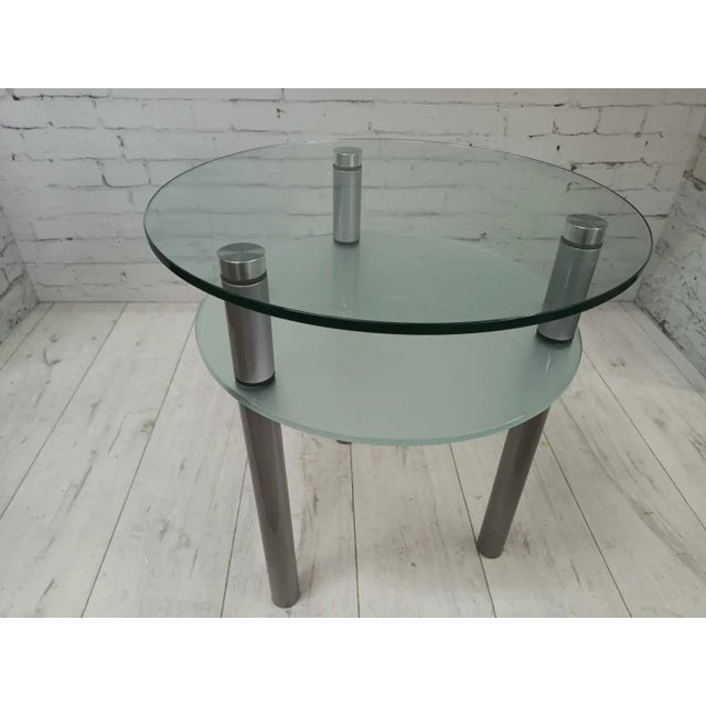 Vintage Glass and Chrome Side Table, 1980s For Sale - Image 9 of 13