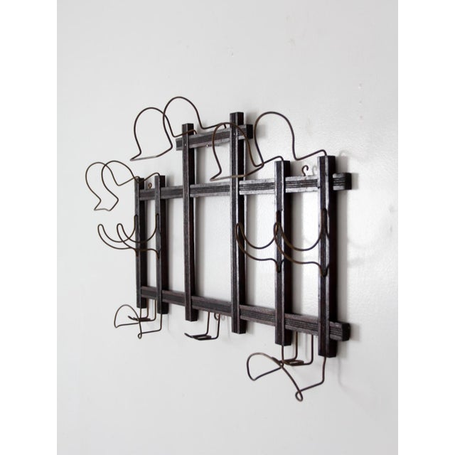 Antique Wood and Wire Wall Hat Rack With Coat Hooks For Sale - Image 12 of 18