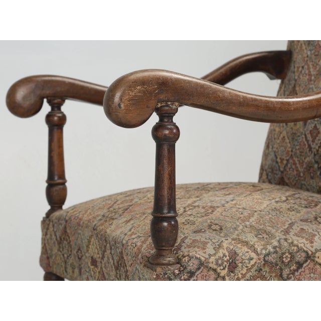 Antique French Armchair in the Style of Louis XIII in Unrestored Condition For Sale - Image 4 of 12