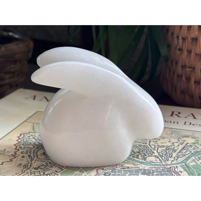 White Late 20th Century Modern White Carved Stone Bunny Rabbit Figurine For Sale - Image 8 of 8