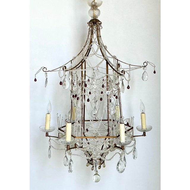 Vintage Swag Crystals Pagoda Chandelier For Sale - Image 12 of 12
