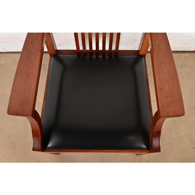 Wood Stickley Mission Arts & Crafts Cherry Wood High Back Spindle Dining Chairs, Set of Six For Sale - Image 7 of 12