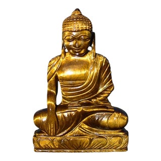 Natural Tiger's Eye Gemstone Buddha Statue For Sale