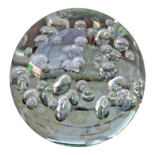 Italian Mid-Century Crystal Sphere With Air Bubbles For Sale