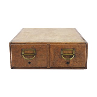 Dovetail Oak Library Card Catalog Box For Sale